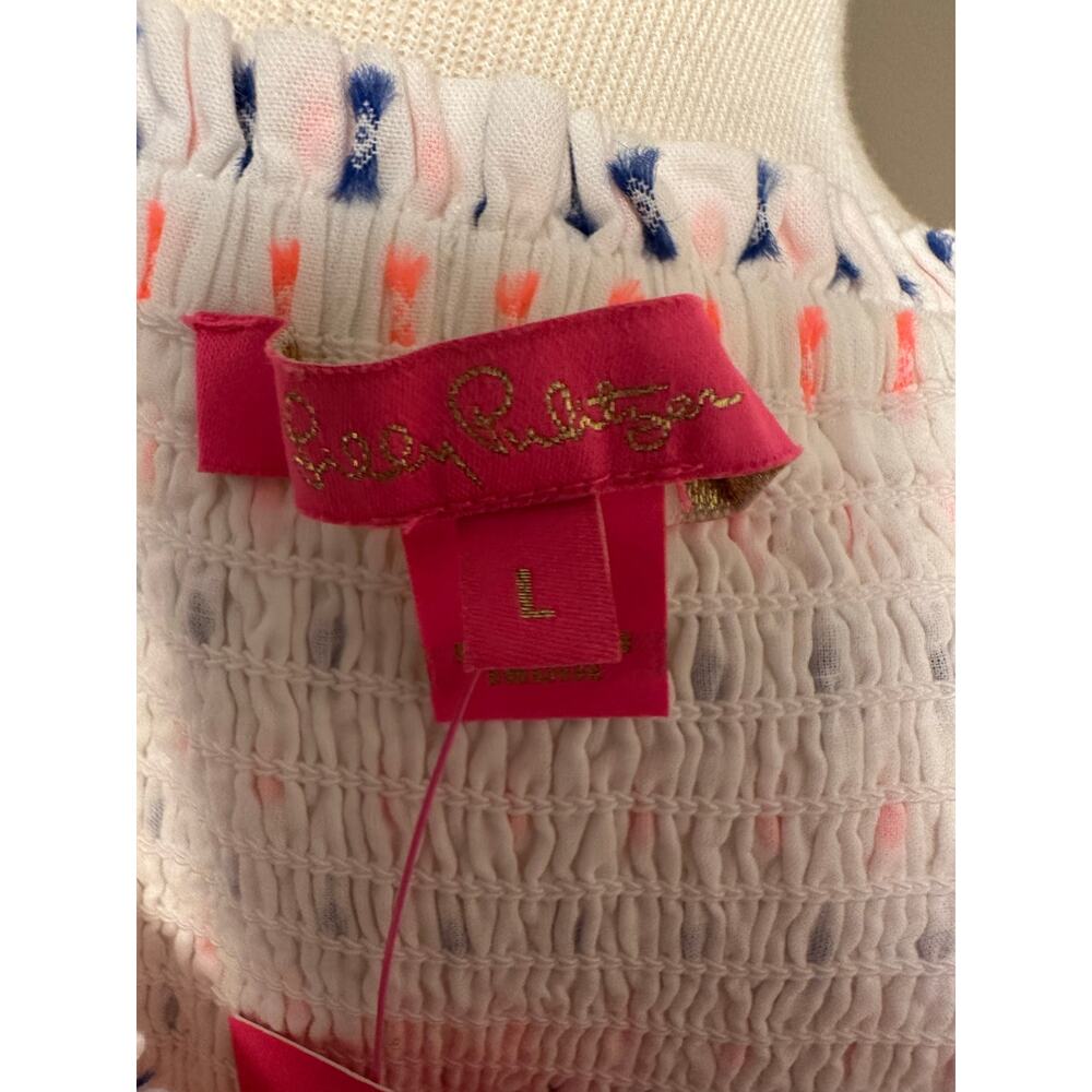 NWT Lilly Pulitzer Ethenia Resort White Neon Gauzy Clip Skirt Size Large - Picture 5 of 6